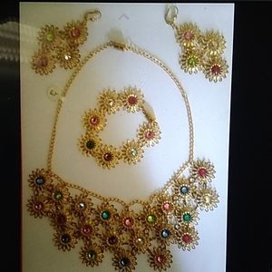 Costume jewelry set Earrings, Bracelet, Necklace